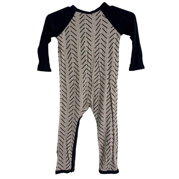 Kyte Baby Khaki Herringbone Print Longall Romper Size 12-18 Months - Picture 5 of 5